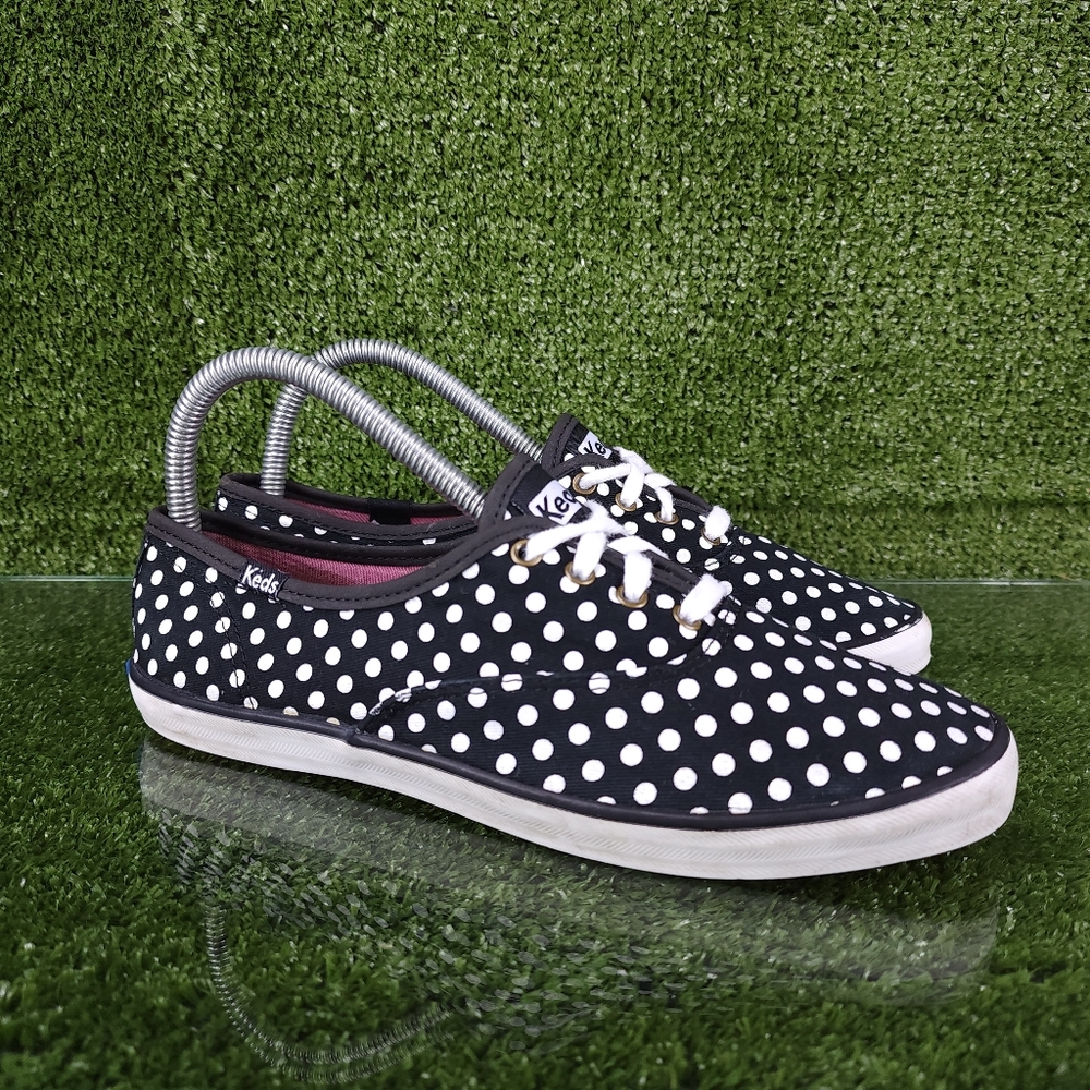 Keds Womens Size 7.5 Black and White Polka Dot Sneakers - Picture 2 of 6